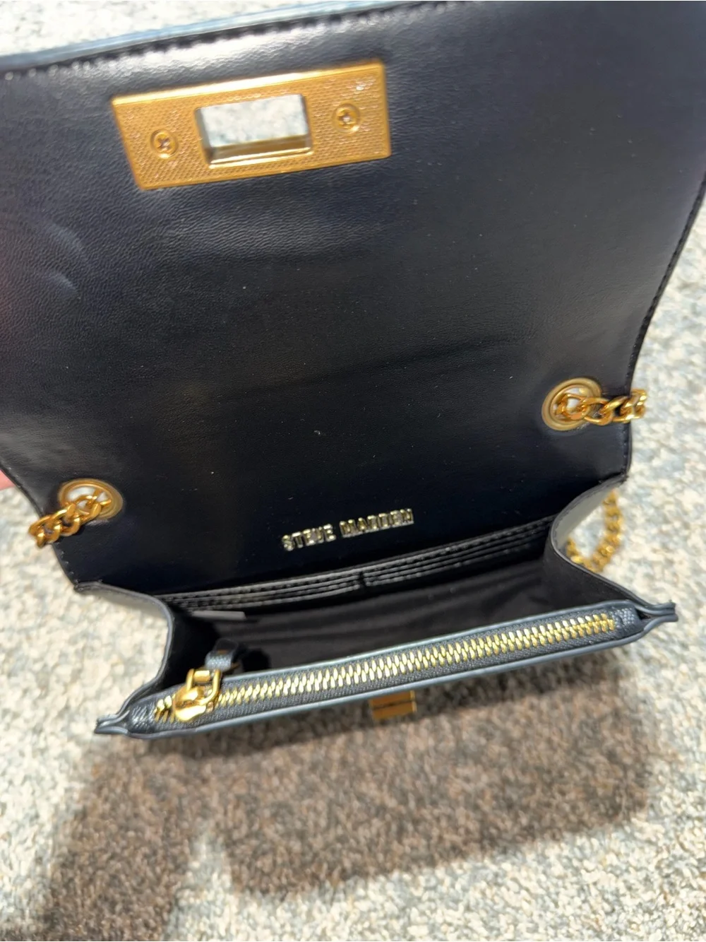Steve Madden Black Crossbody Bag with Gold Chain